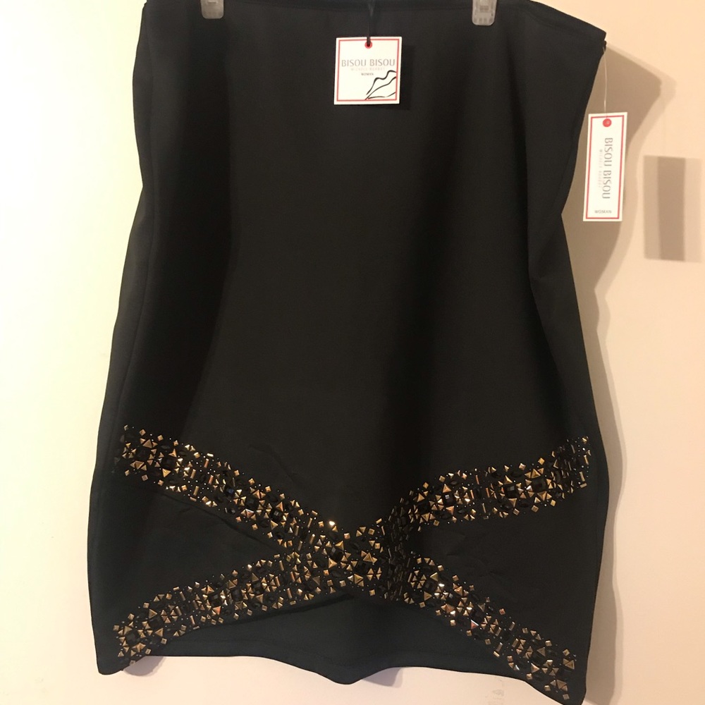 Black Midi Skirt With Gold Detailing